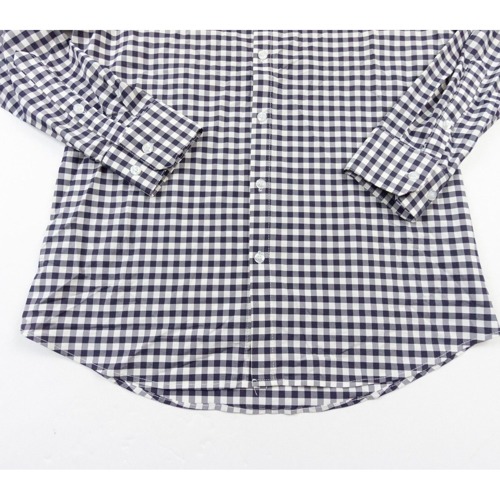 Mizzen Main Shirt Mens Medium Blue Button Down Collared Trim Fit Stretch Check - Picture 3 of 11